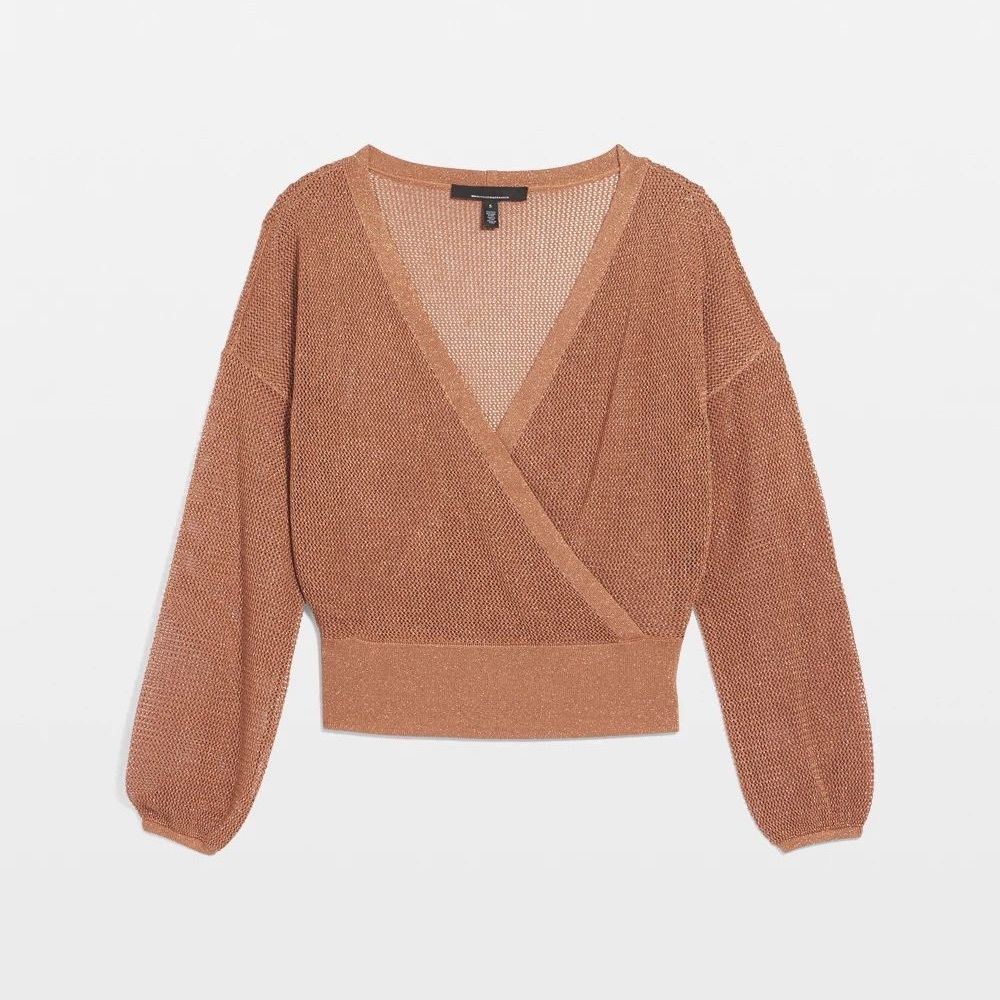 Bronze Shimmer Surplice Sweater